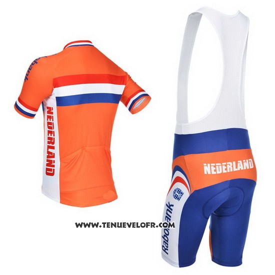 2013 Maillot Ciclismo Pays Bas Blanc et Orange Manches Courtes et Cuissard